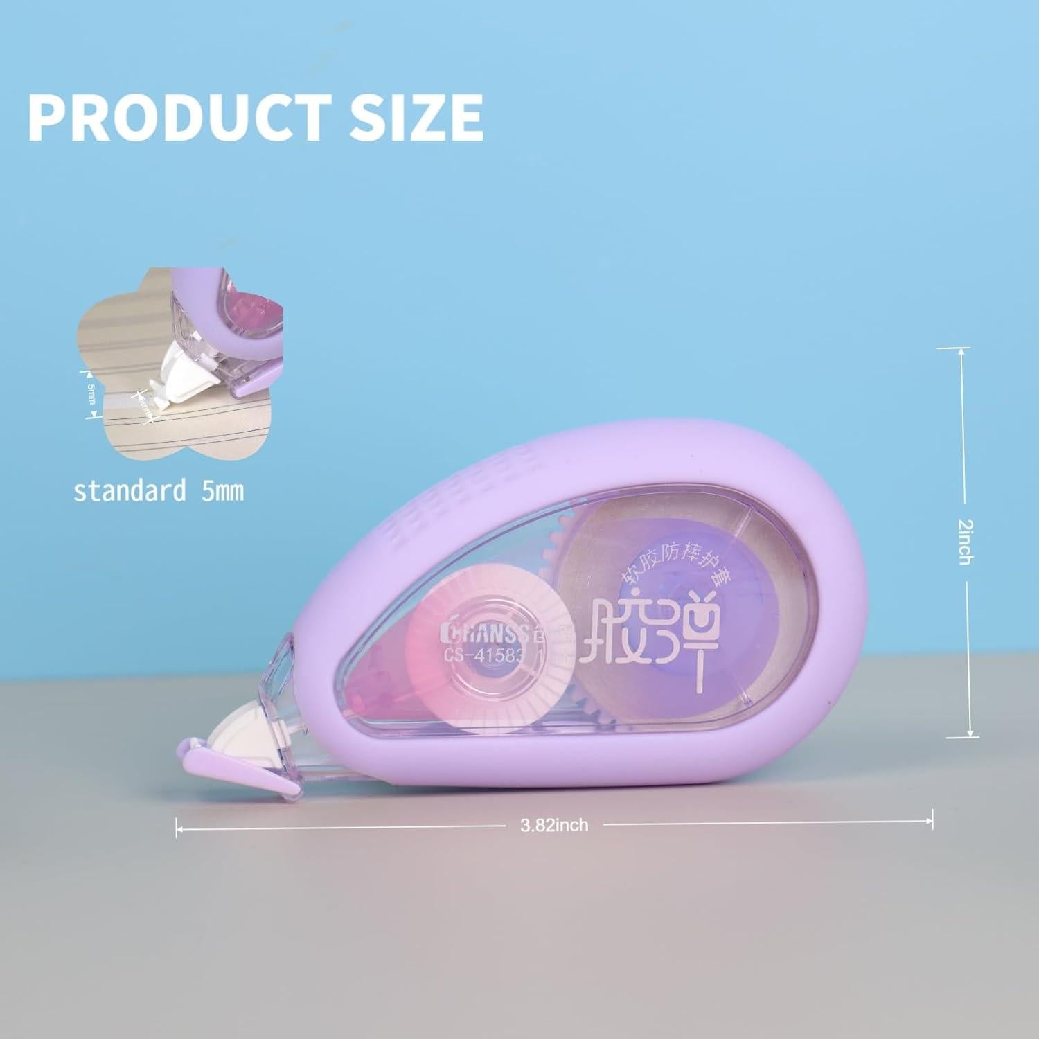 Cinta Correctora WISOPTUS 15 Metros con Bisel de Goma Púrpura