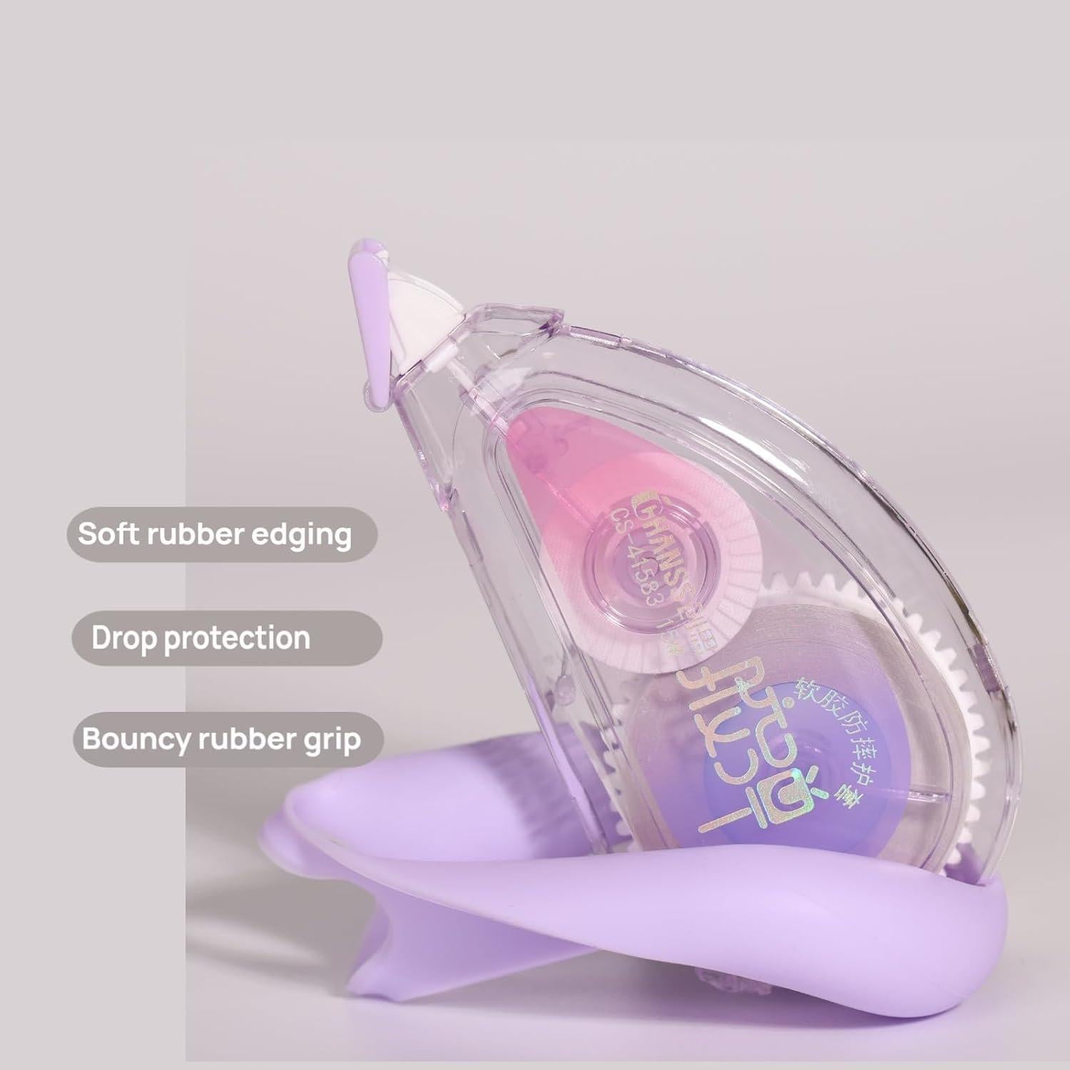 Cinta Correctora WISOPTUS 15 Metros con Bisel de Goma Púrpura