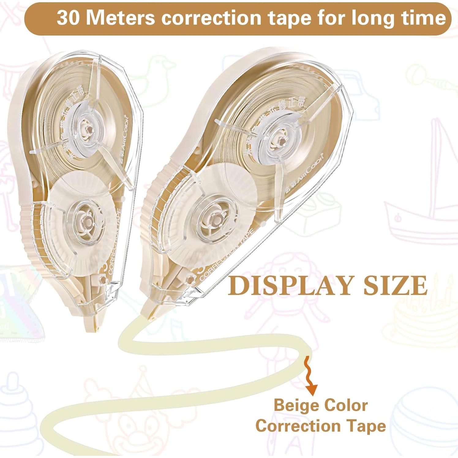 Cinta Correctora Zonon Beige 30.48m 4 Piezas para Oficina y Escuela