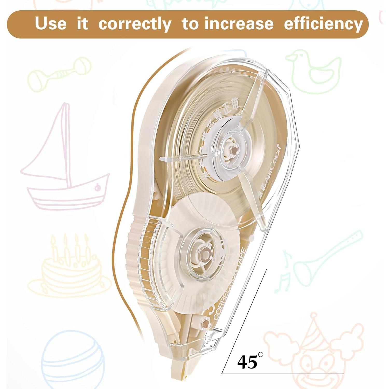 Cinta Correctora Zonon Beige 30.48m 4 Piezas para Oficina y Escuela