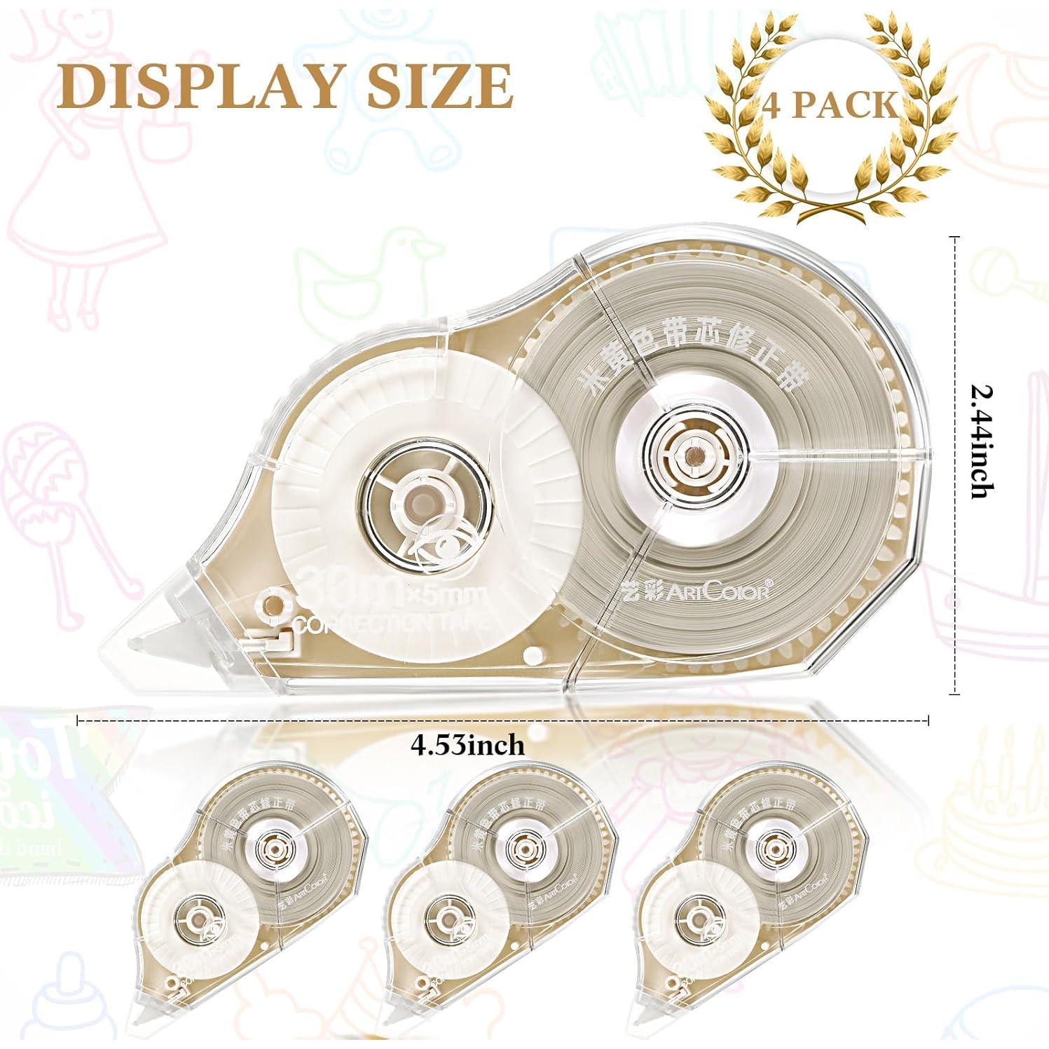 Cinta Correctora Zonon Beige 30.48m 4 Piezas para Oficina y Escuela