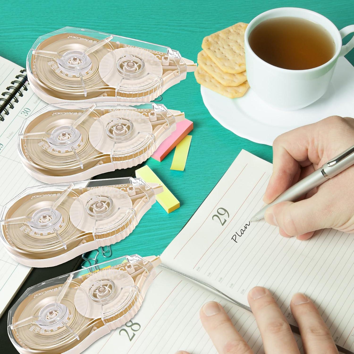 Cinta Correctora Zonon Beige 30.48m 4 Piezas para Oficina y Escuela