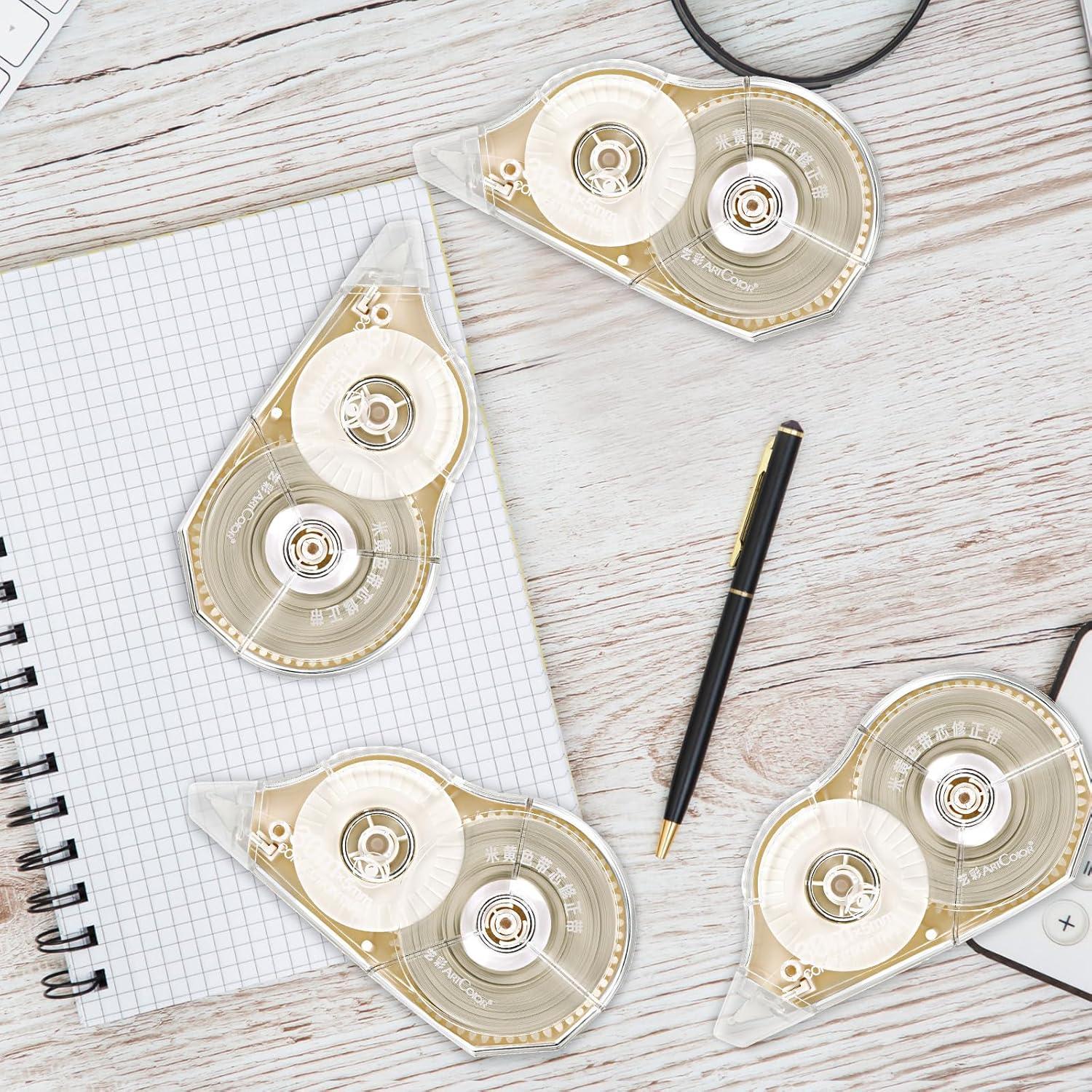 Cinta Correctora Zonon Beige 30.48m 4 Piezas para Oficina y Escuela