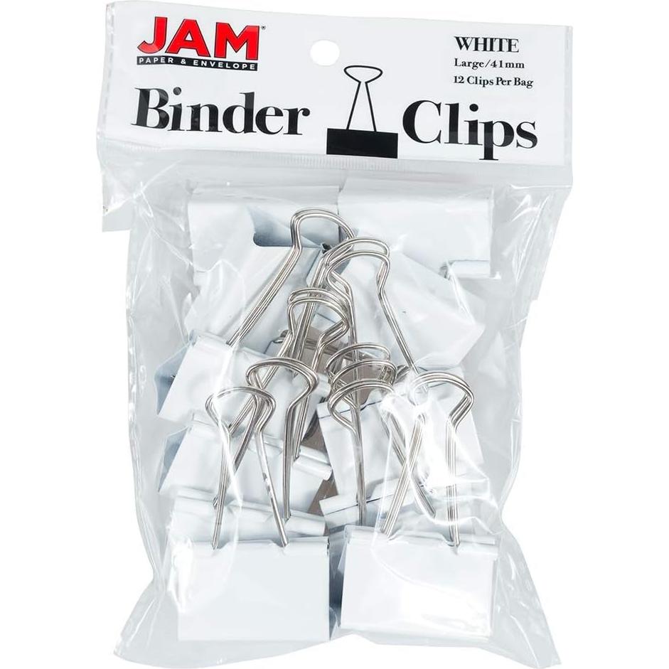 Clips de Carpeta Grandes JAM Paper 41mm Blancos - 12/Paq