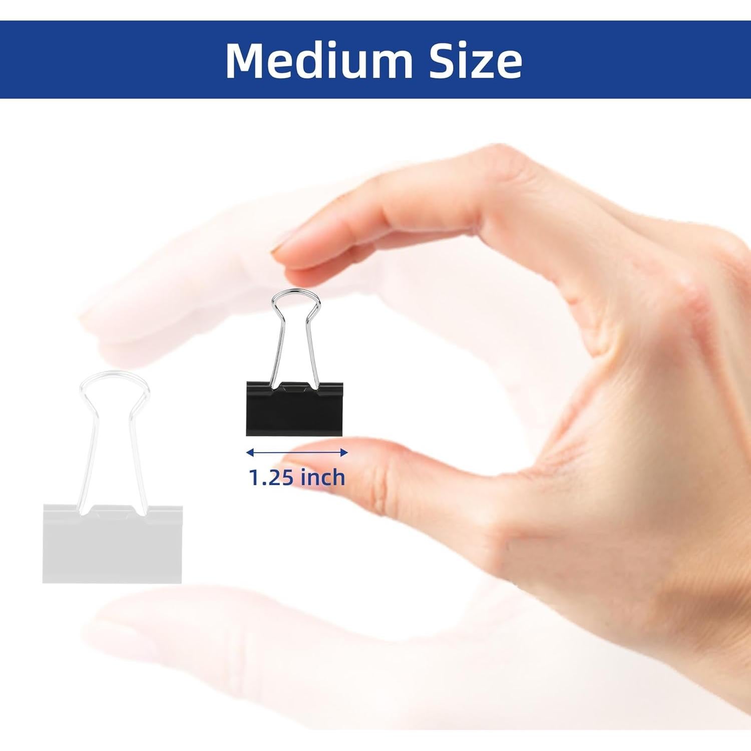 50 Clips de Carpeta Medianos EHME Negros 3.18 cm Metal