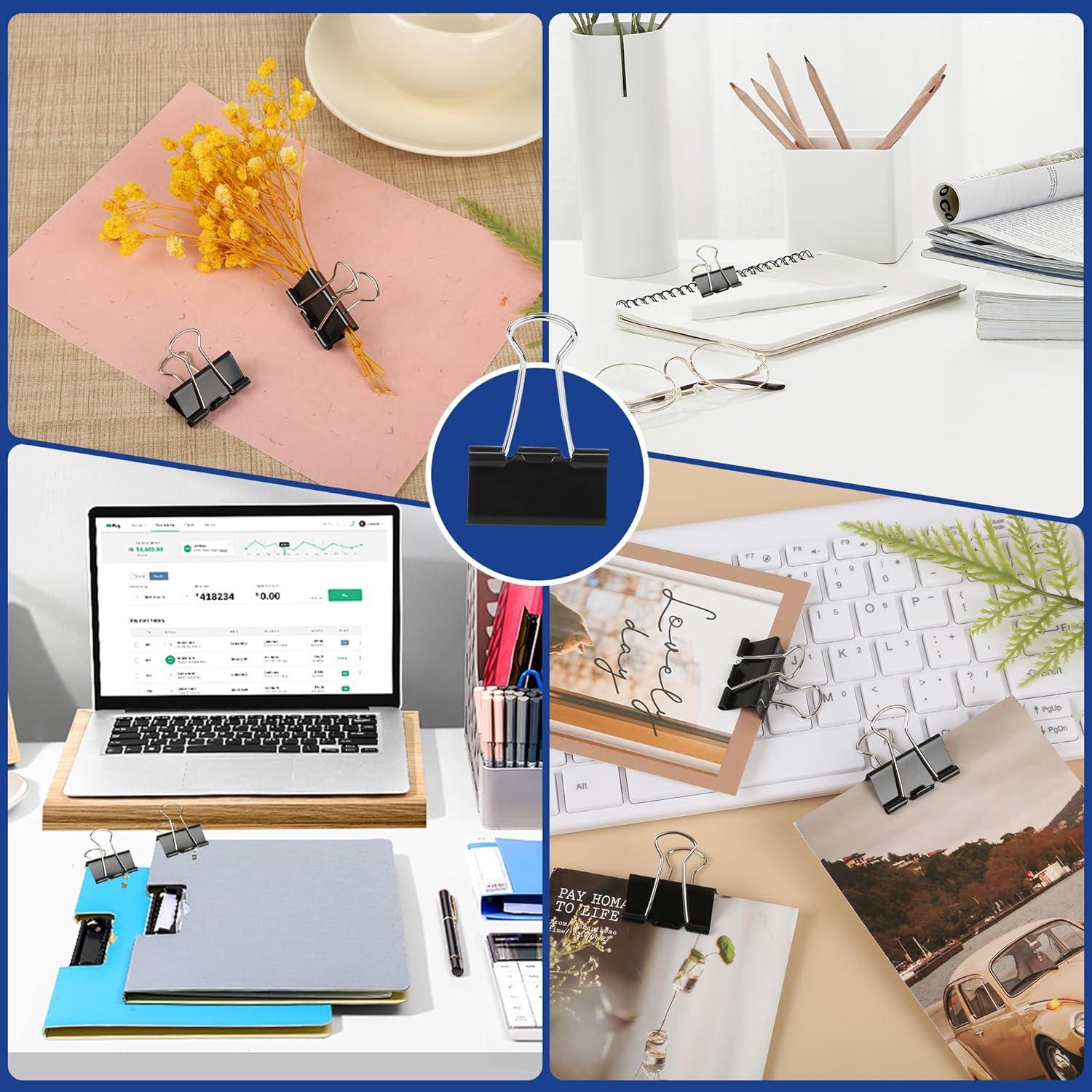 50 Clips de Carpeta Medianos EHME Negros 3.18 cm Metal