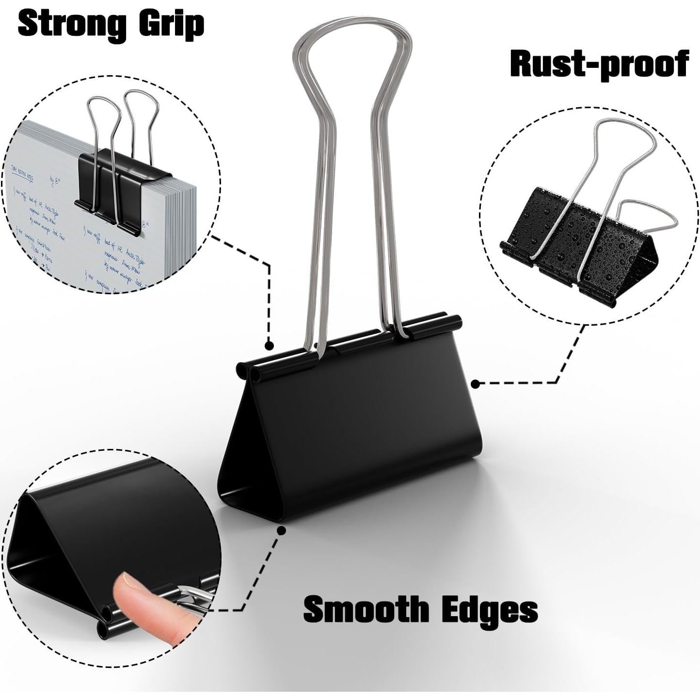 Paquete de 48 Clips de Carpeta CableGeeker 32 mm Negros