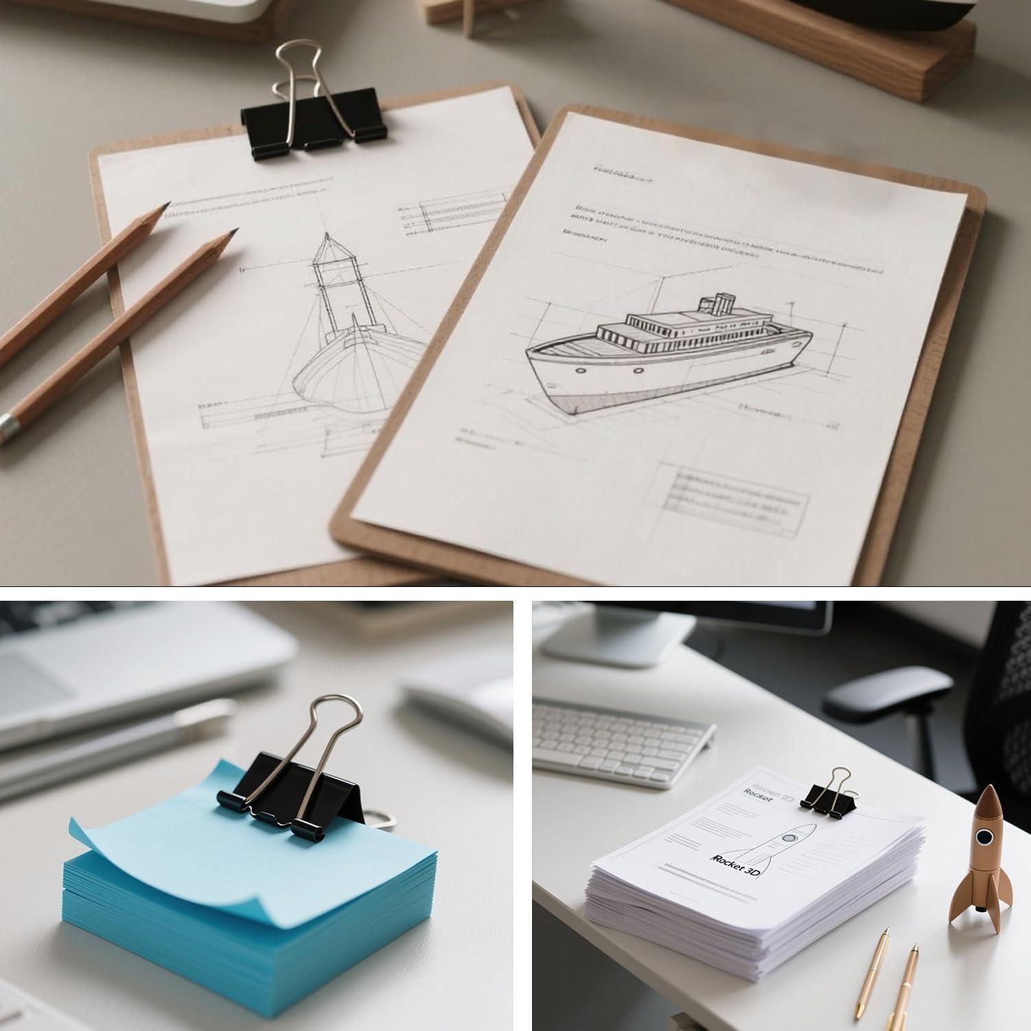 Paquete de 48 Clips de Carpeta CableGeeker 32 mm Negros