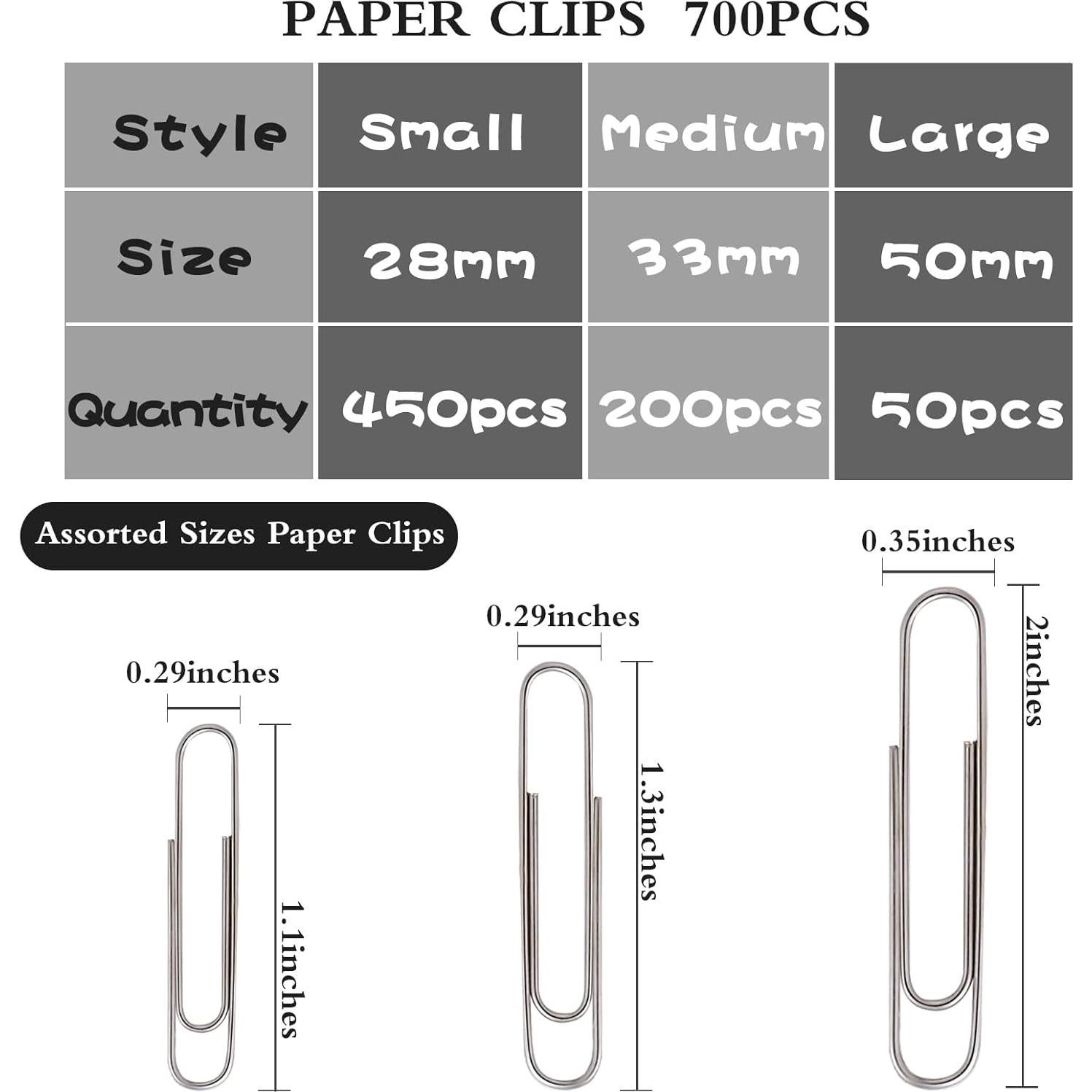 Clips de Papel Grandes Wakawaga 700 Piezas Acero Inoxidable