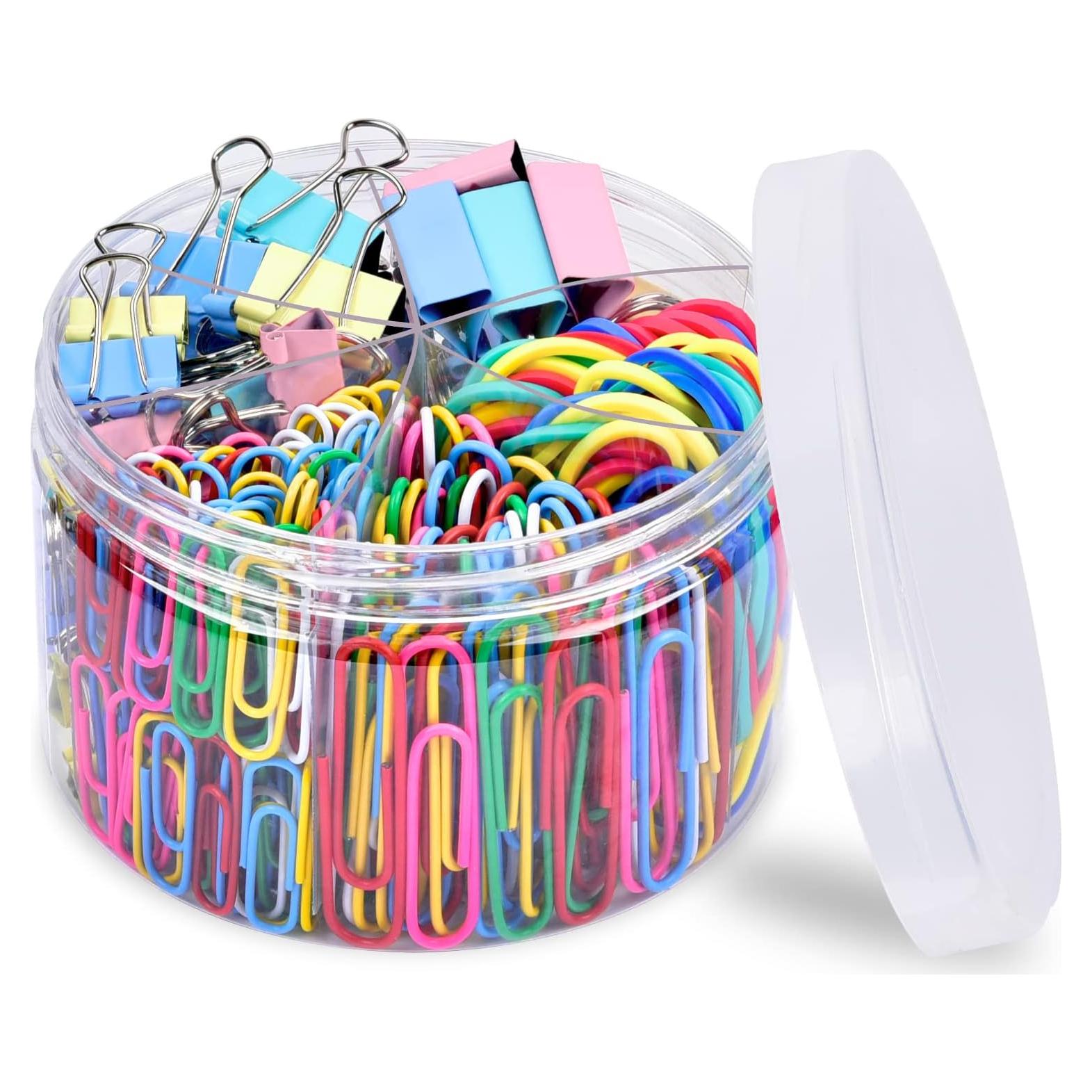 Set de 300 Clips de Papel y Bandas de Goma Sopito Multicolor