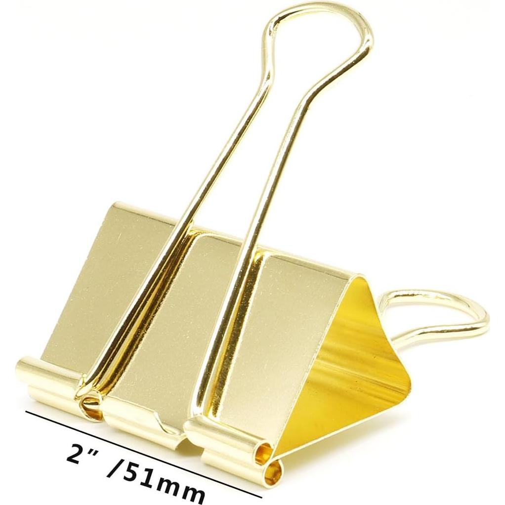 Clips de Carpeta Extra Grande YCVIORING 5.08 cm Dorado 6 Pcs