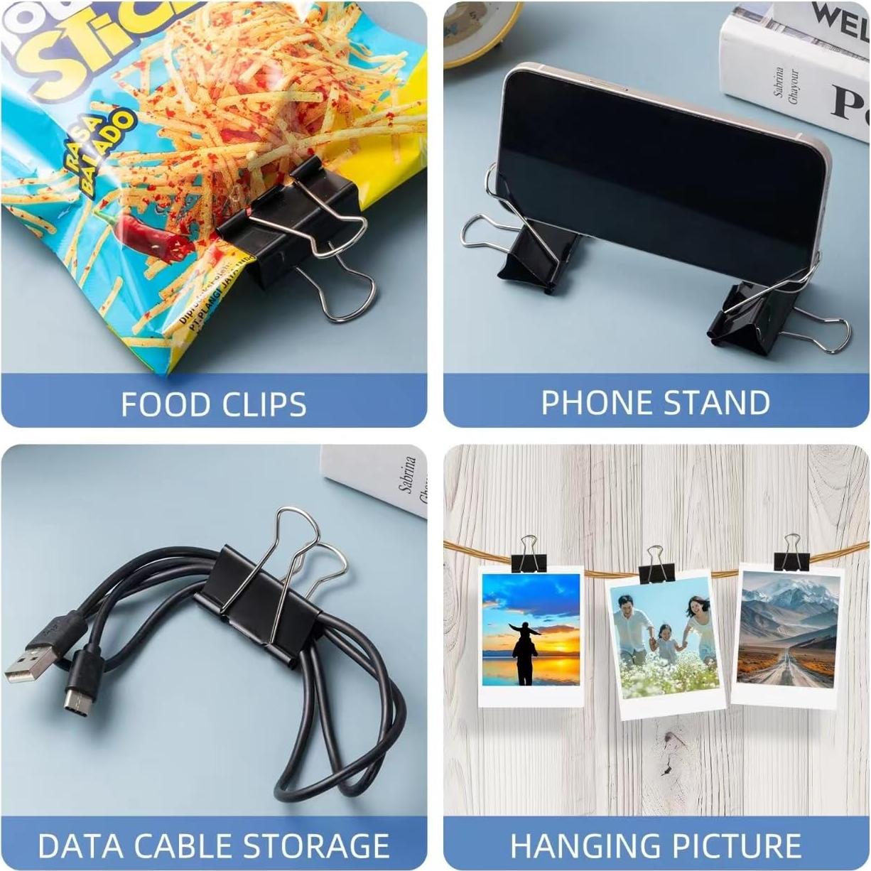 100 Clips de Carpeta Metal DAGONGREN 6 Tamaños Variados