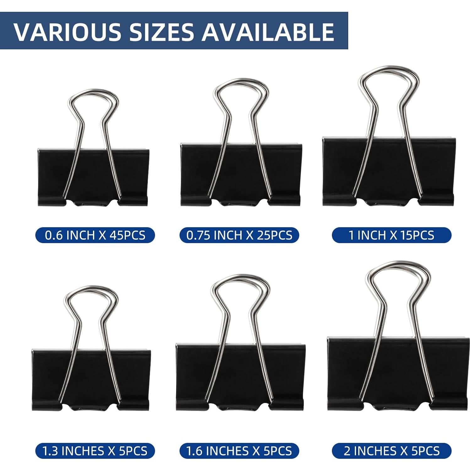 100 Clips de Carpeta Metal DAGONGREN 6 Tamaños Variados