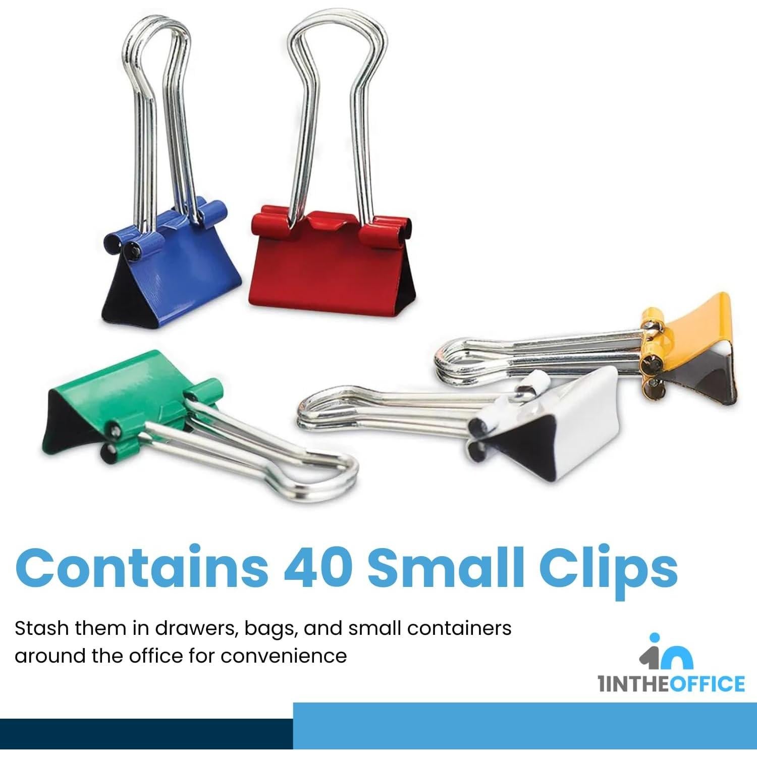 Clips de Carpeta Pequeños 1EnLaOficina 1.9 cm Colores Variados 40 Pzas