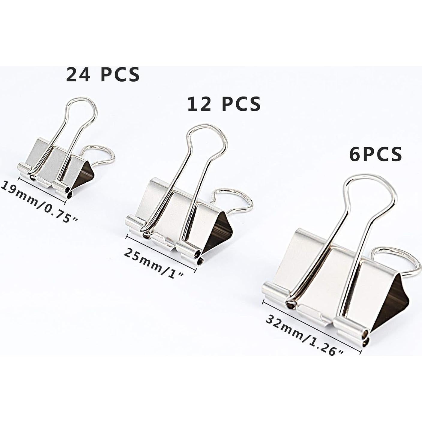 Clip de Papel YOPINK Plateado - Juego 42 Piezas Variadas