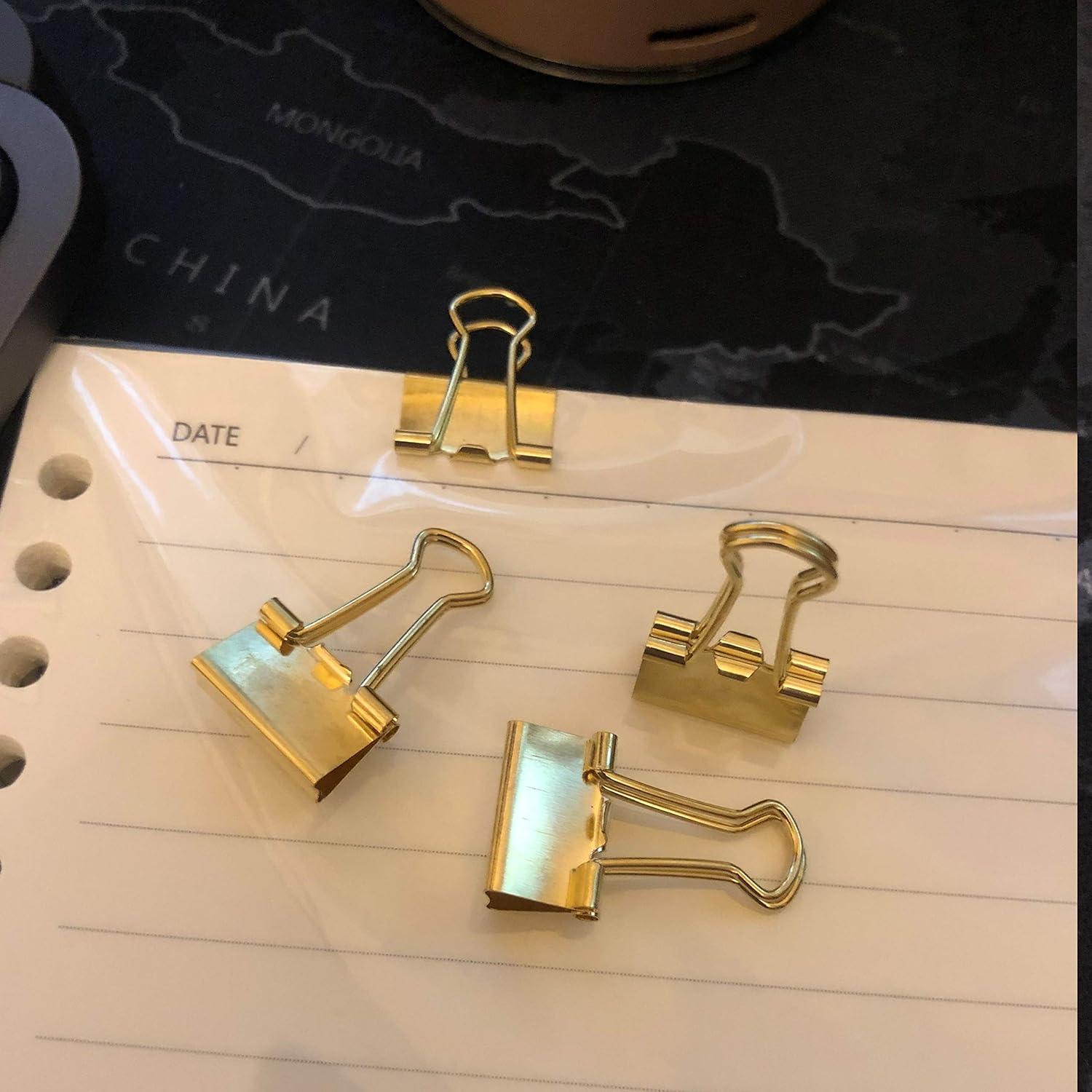 Clip de Carpeta Mini Metal Dorado nctinystore 40 Unidades