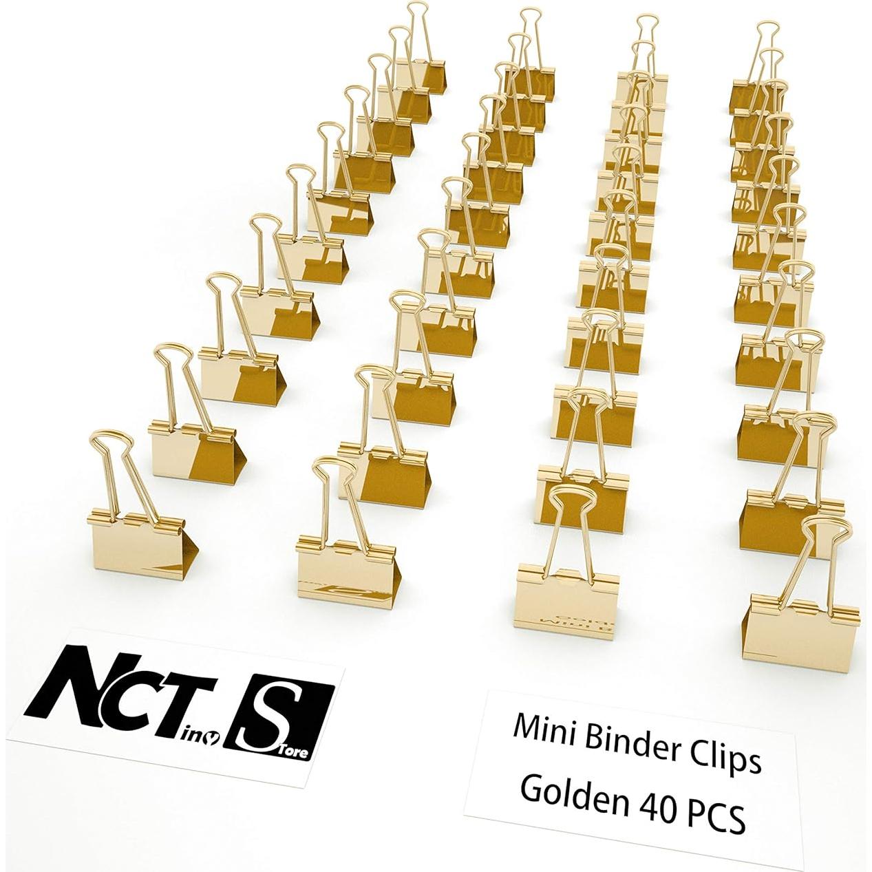 Clip de Carpeta Mini Metal Dorado nctinystore 40 Unidades