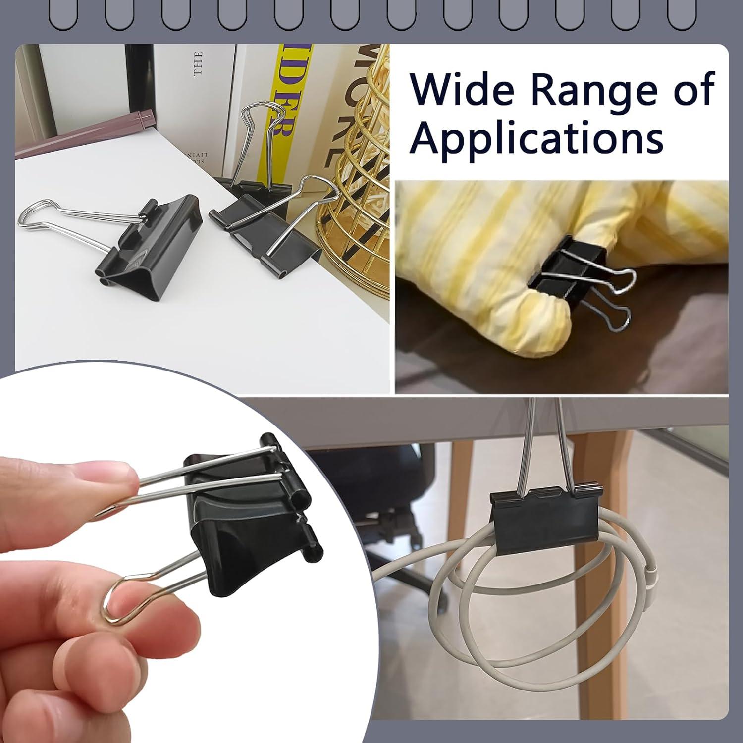 Clips de Carpeta Grandes DSTELIN 41mm Paquete de 36 Negros