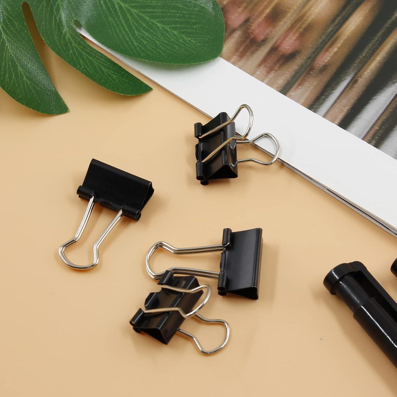 Paquete de 40 Clips de Carpeta Metal Negro 19mm Qjaiune