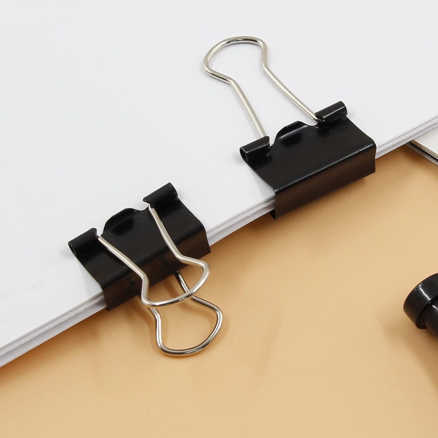 Paquete de 40 Clips de Carpeta Metal Negro 19mm Qjaiune