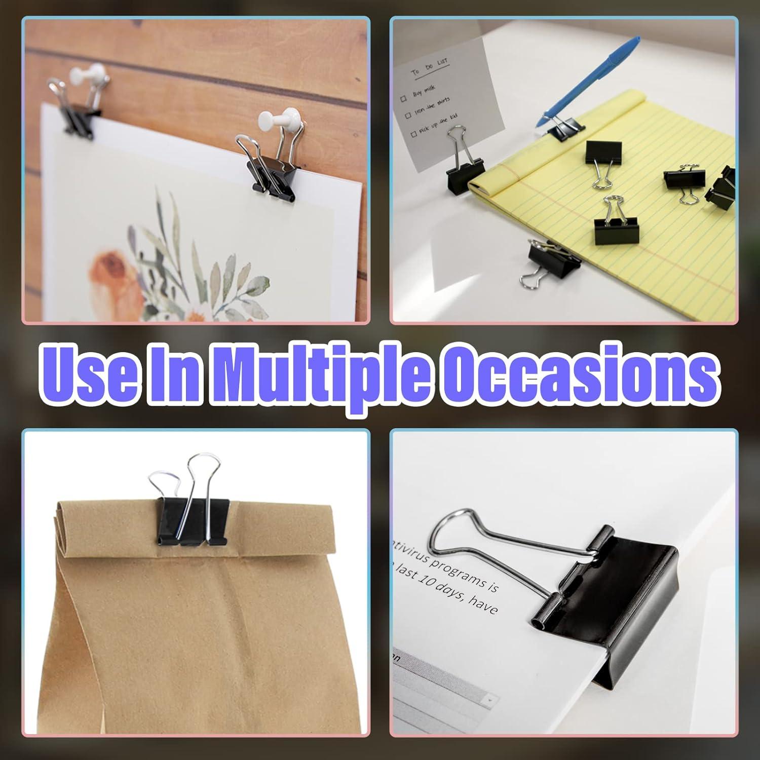 Paquete de 40 Clips de Carpeta Metal Negro 19mm Qjaiune