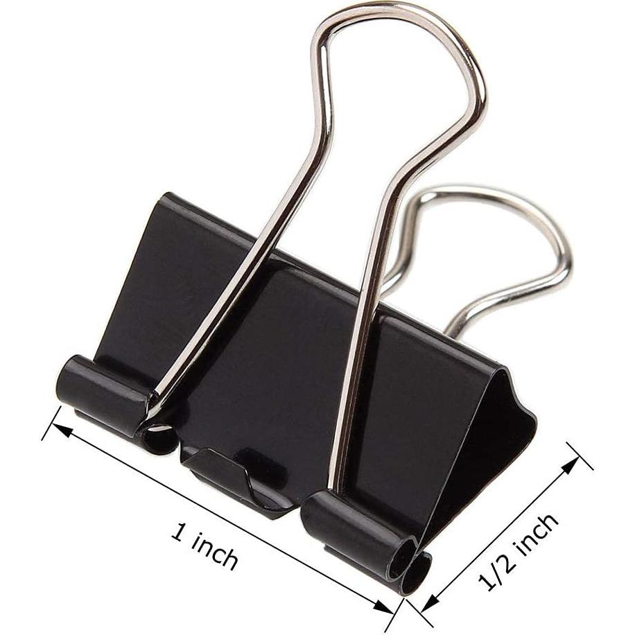 144 Clips de Carpeta ZIQI 25mm Negros Reutilizables de Acero