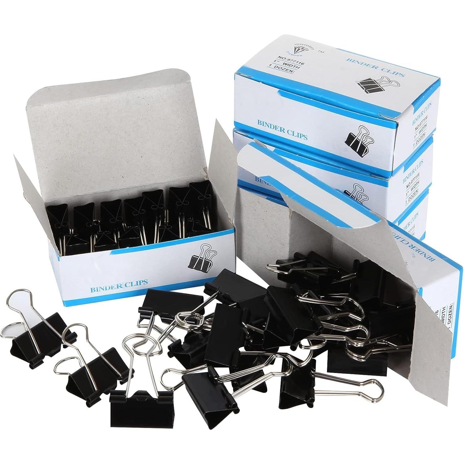 144 Clips de Carpeta ZIQI 25mm Negros Reutilizables de Acero