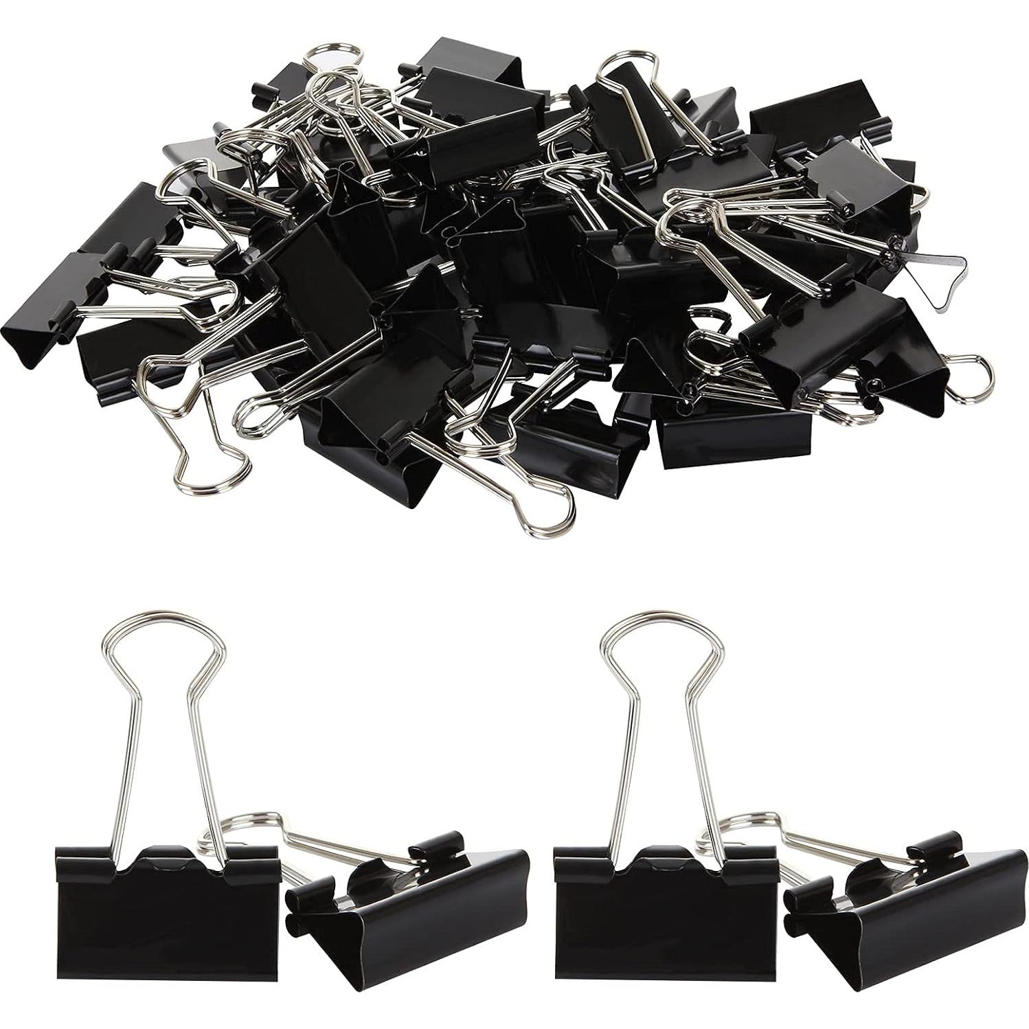 144 Clips de Carpeta ZIQI 25mm Negros Reutilizables de Acero