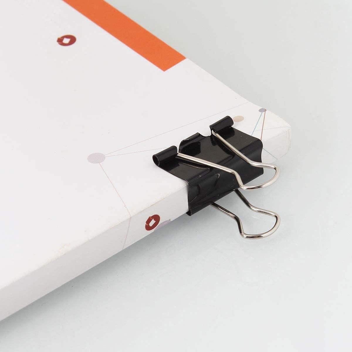 144 Clips de Carpeta ZIQI 25mm Negros Reutilizables de Acero