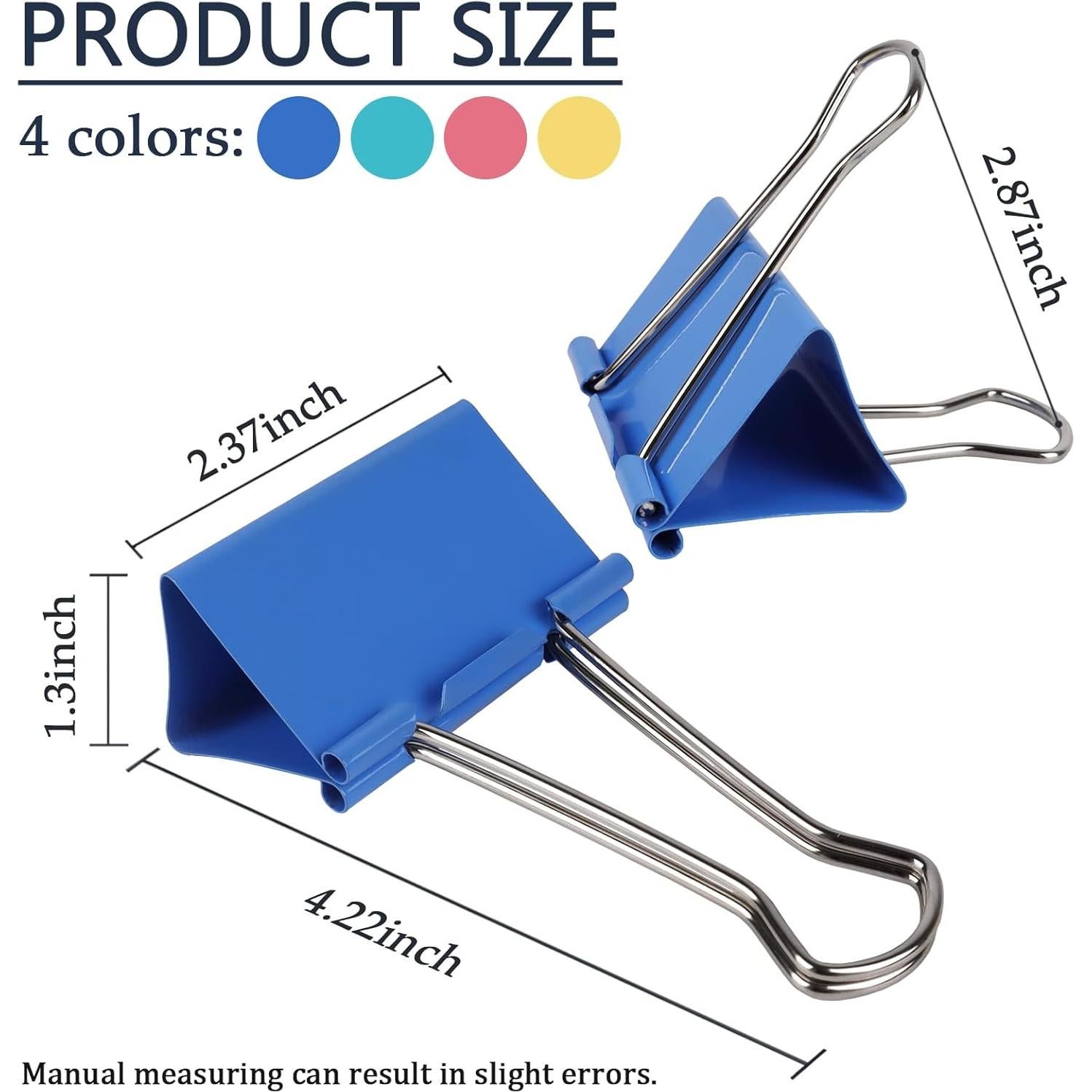 Clips de Carpeta Extra Grandes Ykimok 60 mm - Paquete de 8 Colores