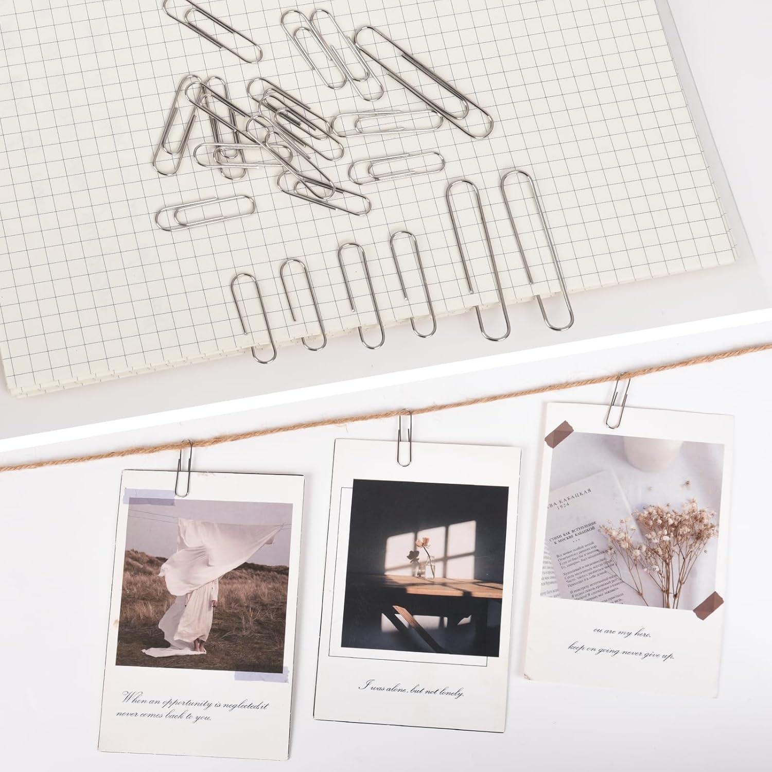 500 Clips de Papel y Carpeta Deoot, Tamaños Variados, Plateados y Negros