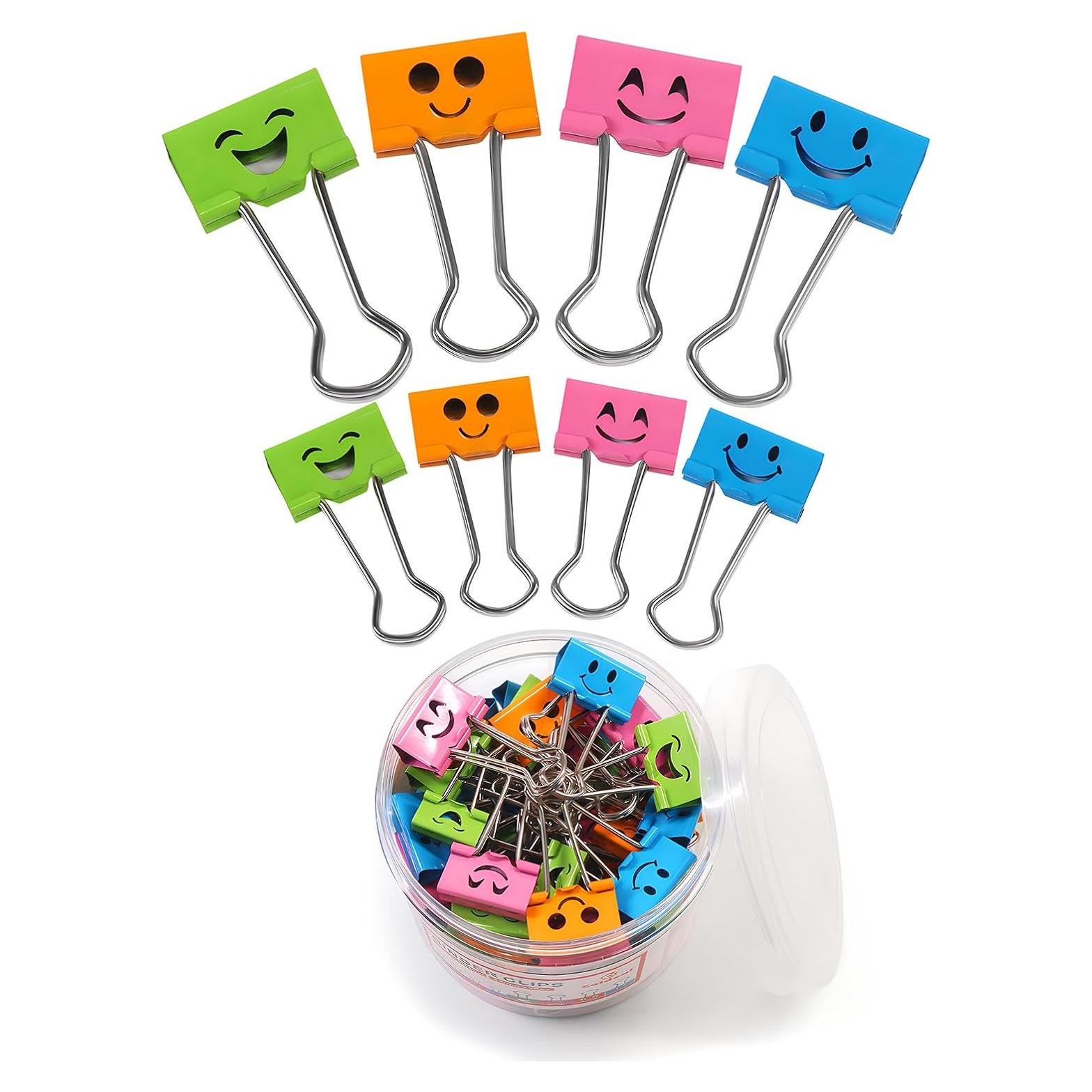 Clips de Papel Binder Sonrientes Coideal - 100 Pcs 19mm y 25mm