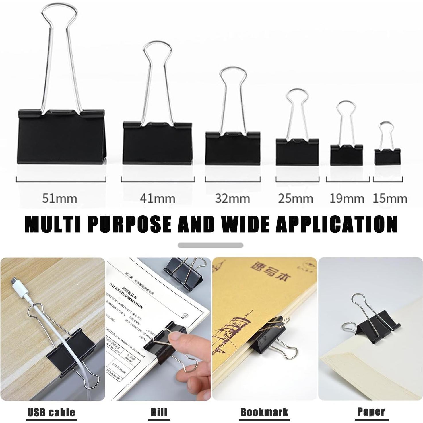 208 Clips de Papel Metálicos DHYLRICHER en Varios Tamaños