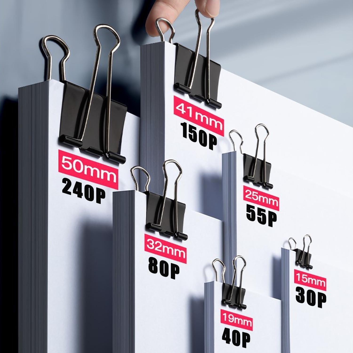 208 Clips de Papel Metálicos DHYLRICHER en Varios Tamaños