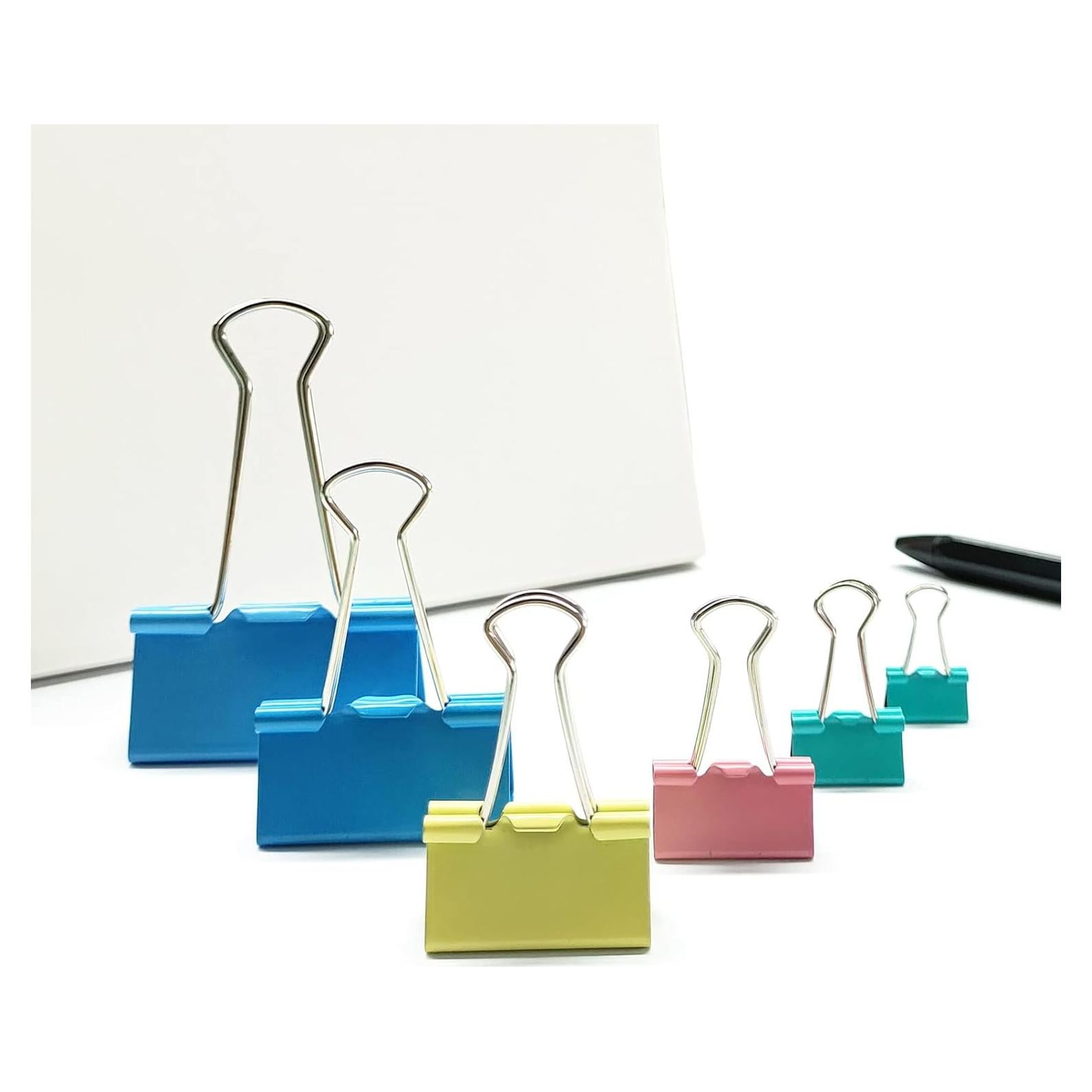 100 Clips de Carpeta de Colores Ykimok - 6 Tamaños Asortidos