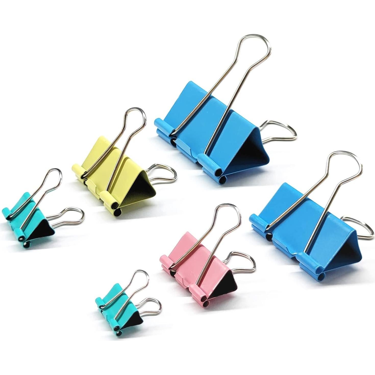 100 Clips de Carpeta de Colores Ykimok - 6 Tamaños Asortidos