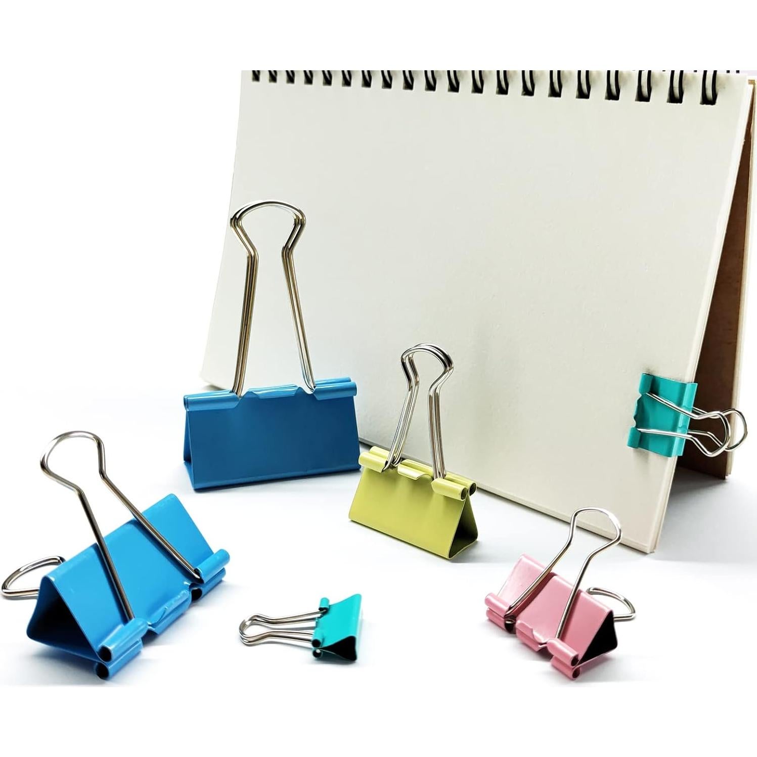 100 Clips de Carpeta de Colores Ykimok - 6 Tamaños Asortidos