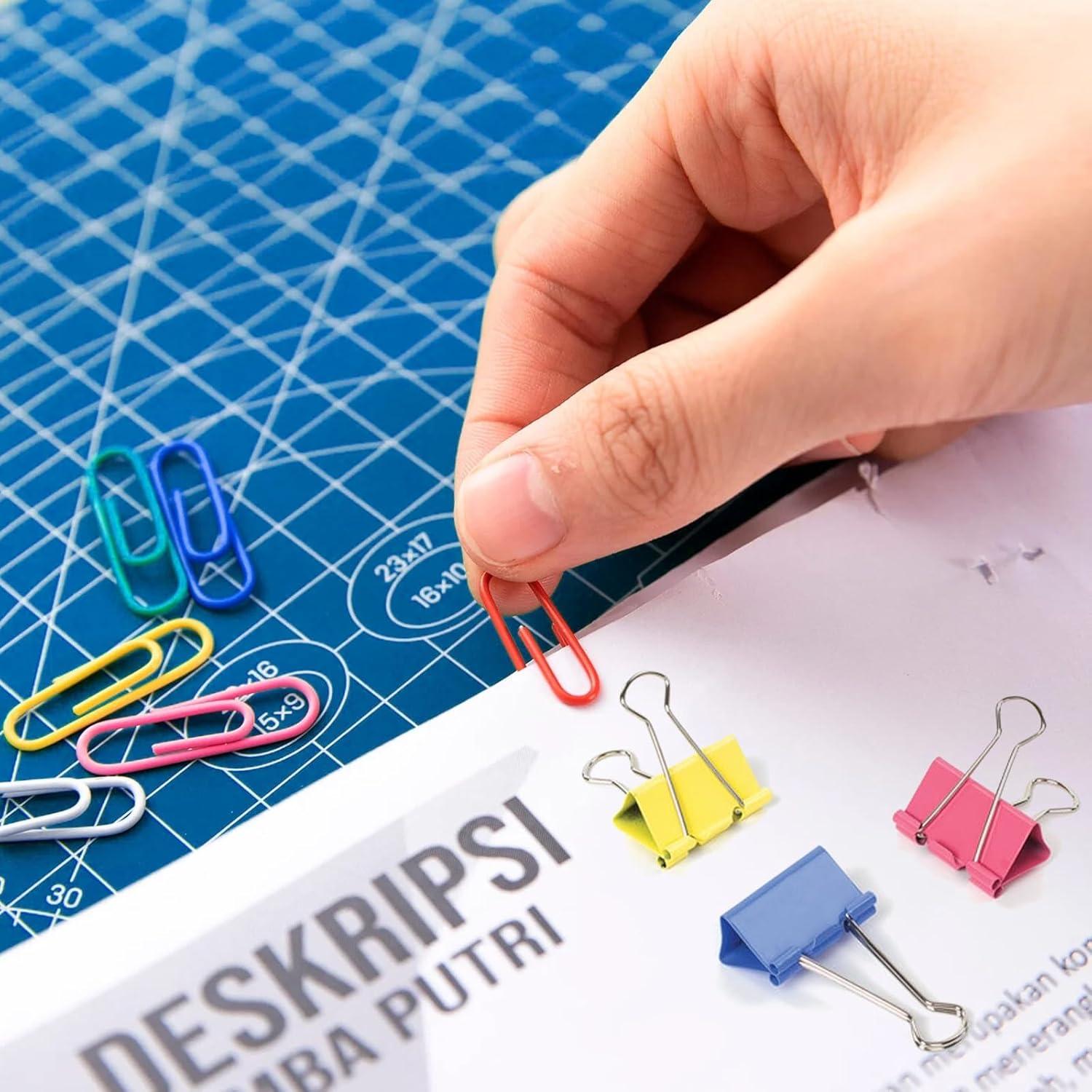 320 Clips de Papel y Carpeta Coloridos DENGXINWEI - Varios Tamaños