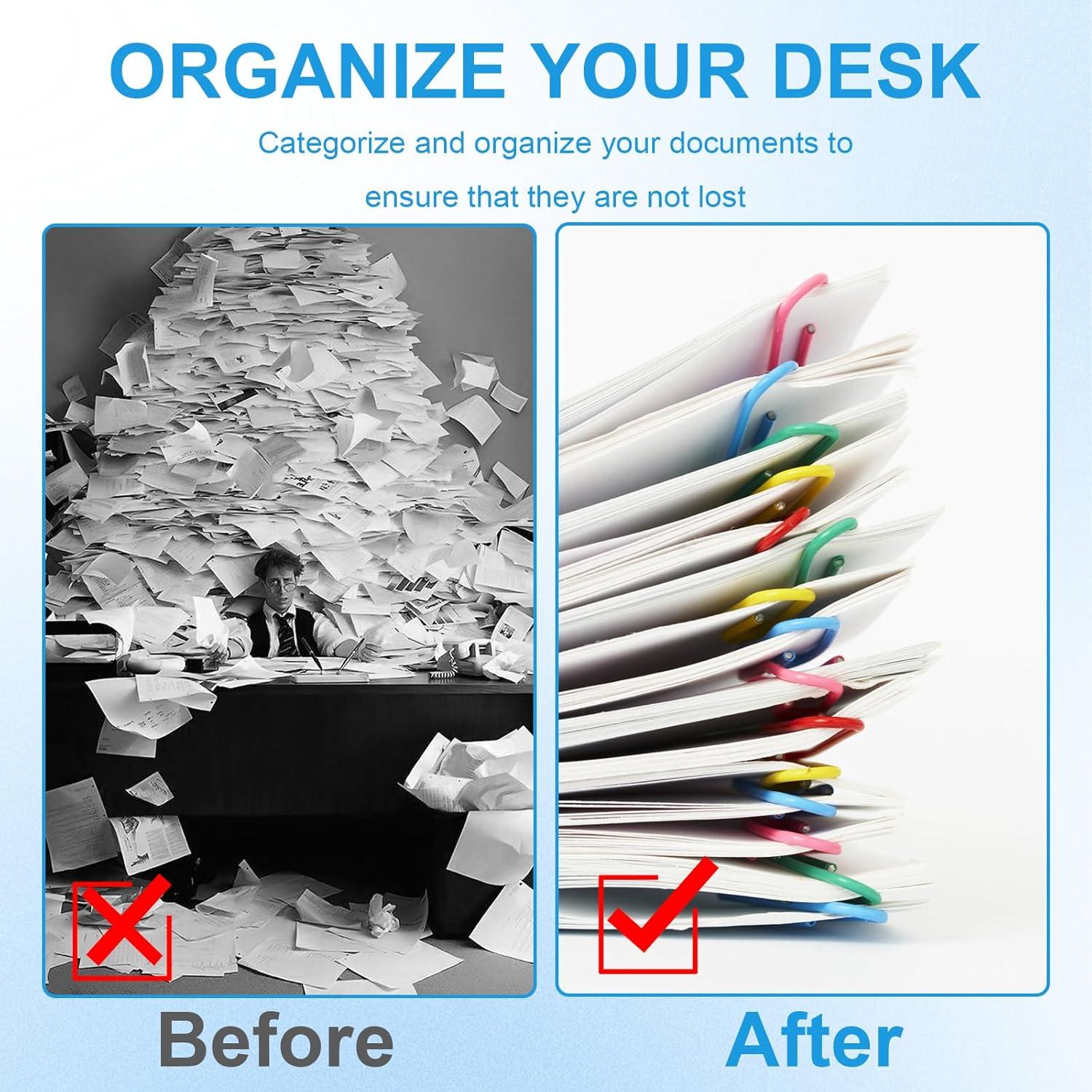 320 Clips de Papel y Carpeta Coloridos DENGXINWEI - Varios Tamaños