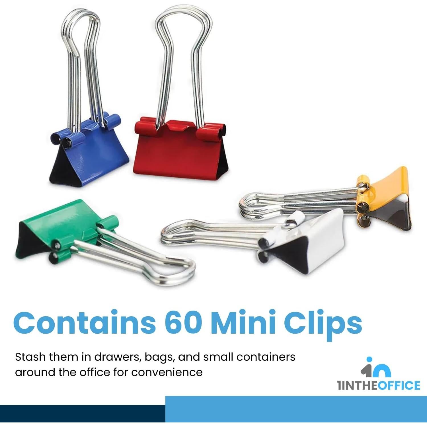 Clips de Carpeta Multicolores 1EnLaOficina 60 Unidades 5.08cm