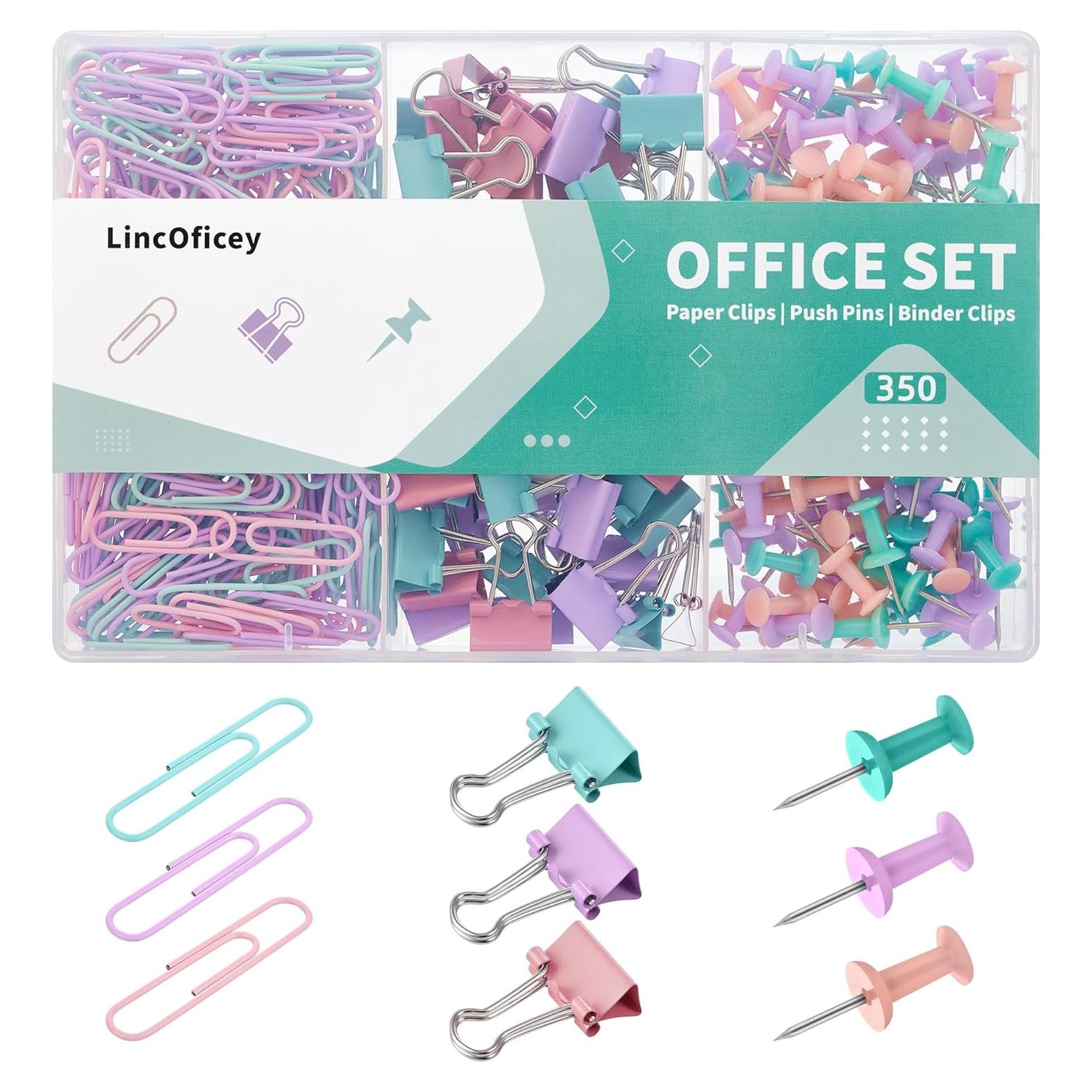 350 Clips de Papel y Chinchetas LincOficey - Suministros de Oficina