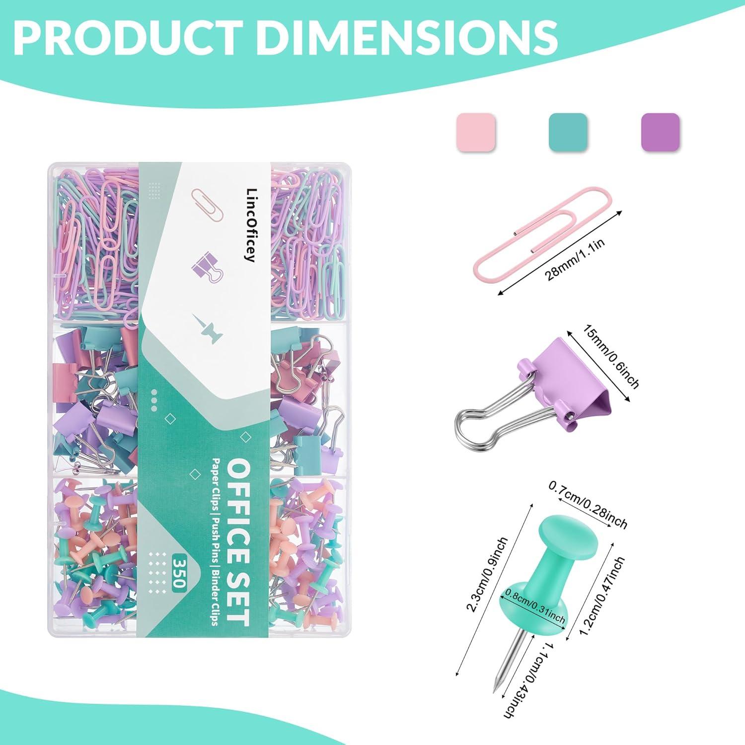 350 Clips de Papel y Chinchetas LincOficey - Suministros de Oficina