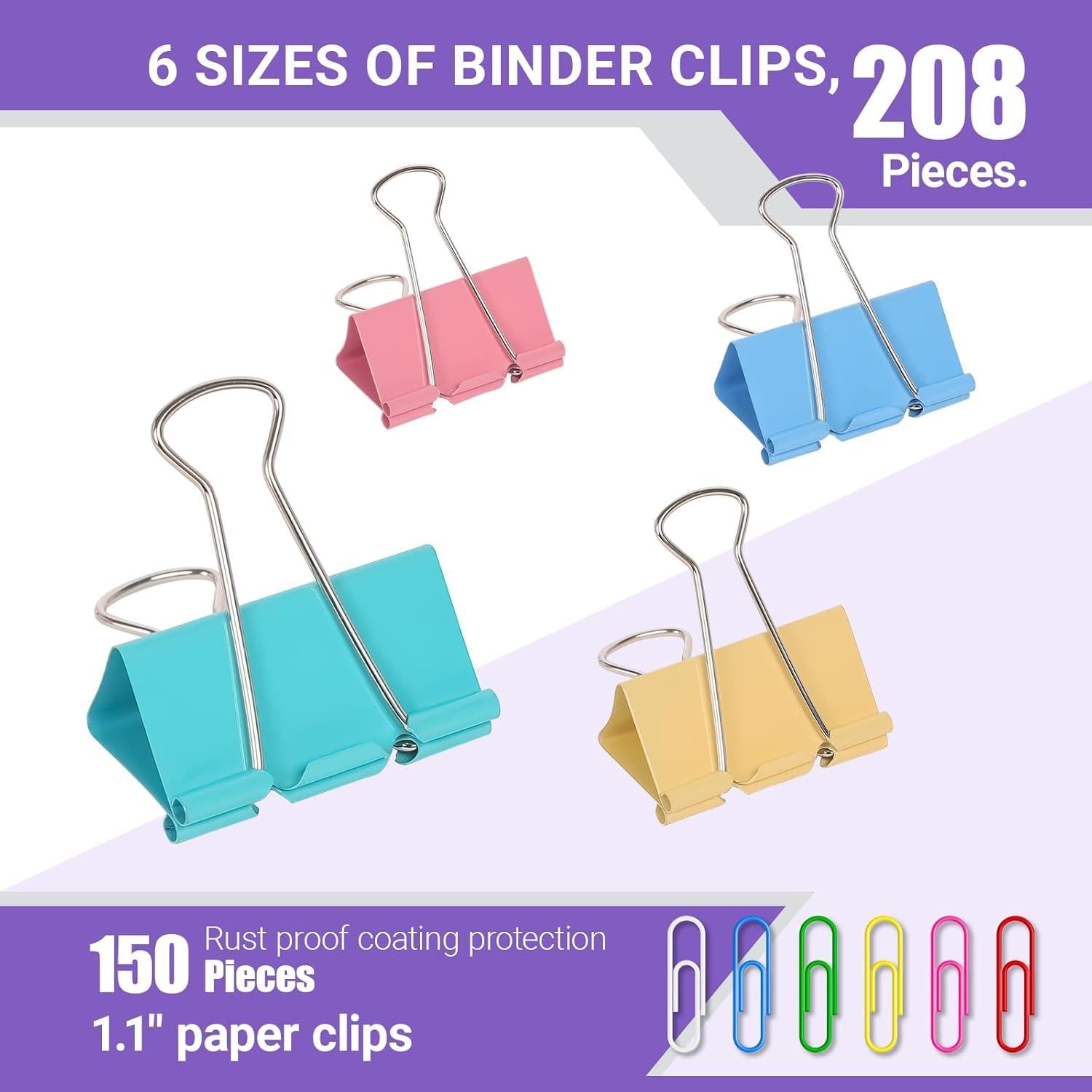 Combo de Clips de Carpeta y Papel WORPSON 208 PCS Multicolor