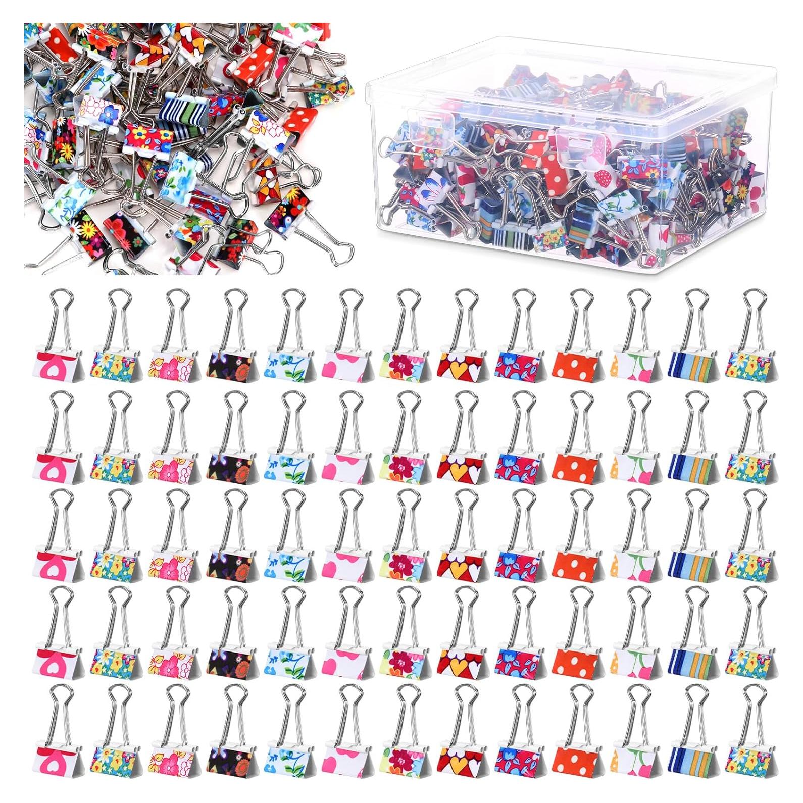 200 Clips de Carpeta Coloridos Humyoun 19mm con Caja Almacenaje