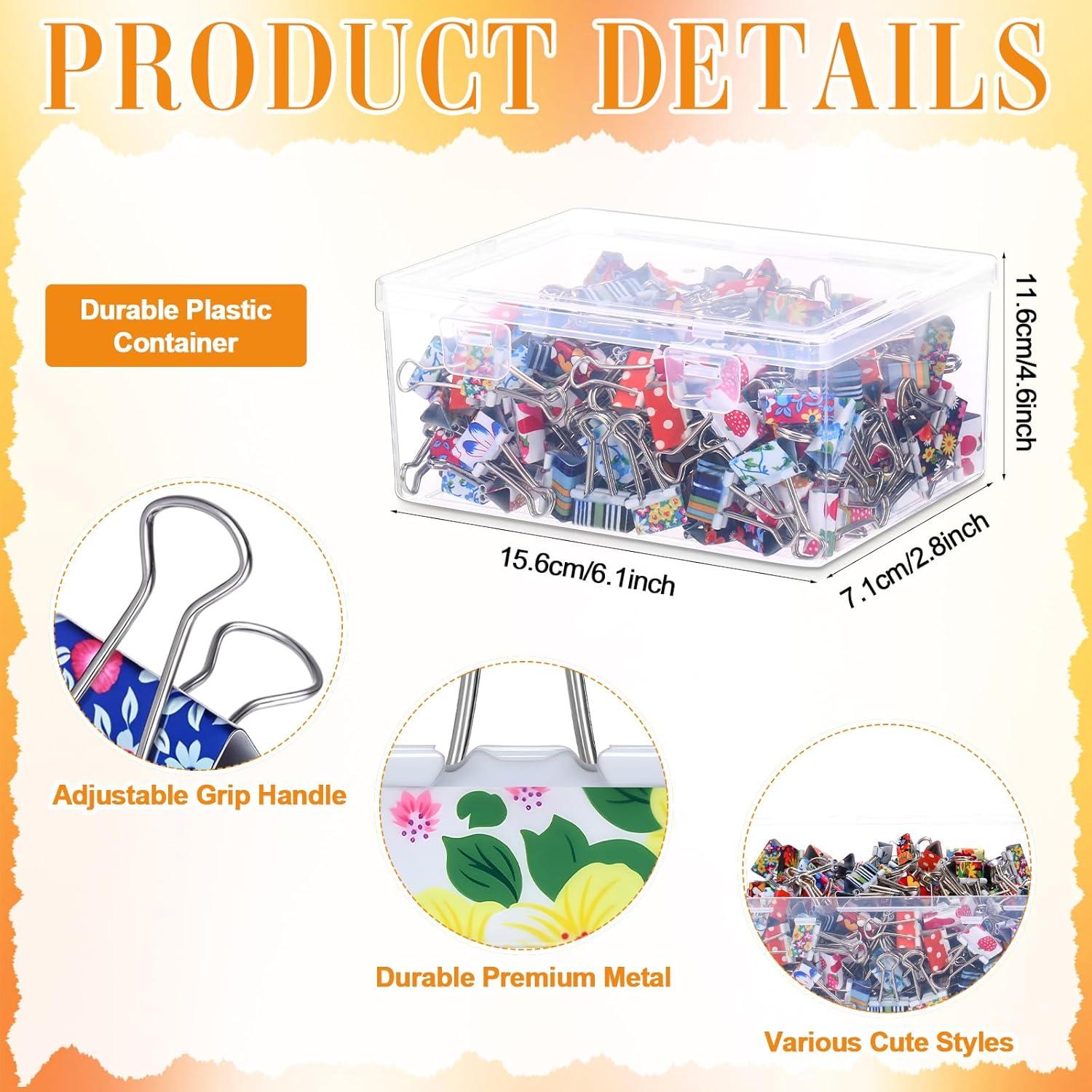 200 Clips de Carpeta Coloridos Humyoun 19mm con Caja Almacenaje