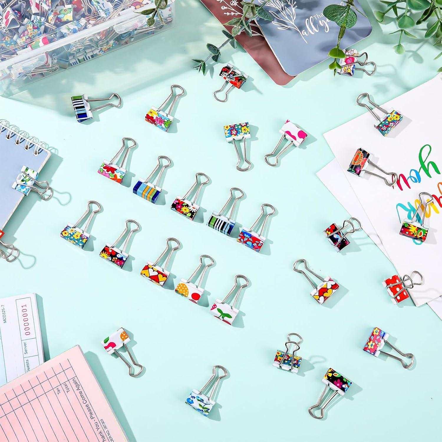 200 Clips de Carpeta Coloridos Humyoun 19mm con Caja Almacenaje