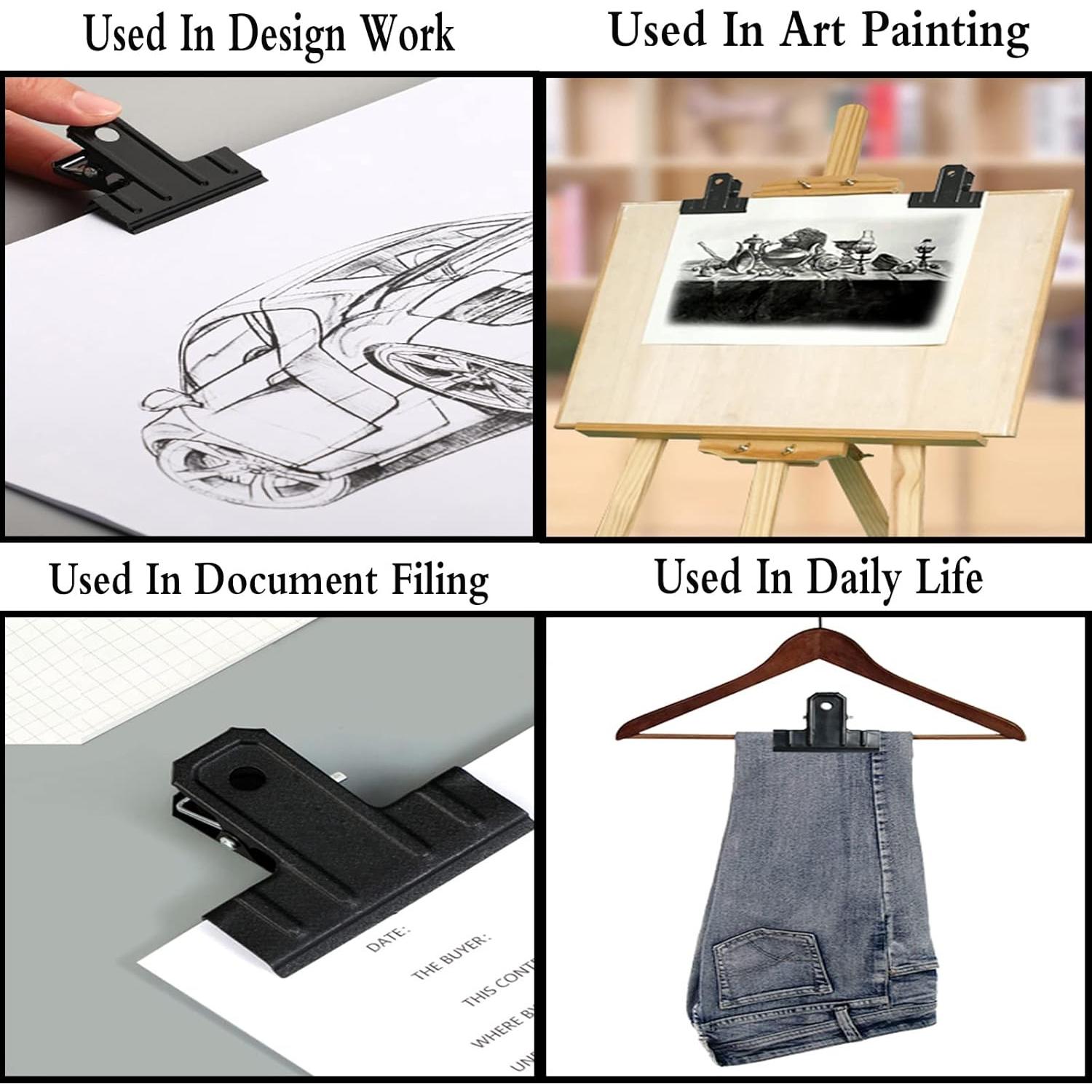 Clips de Carpeta Locci Negros 3" - Paquete de 10 Clips Metálicos