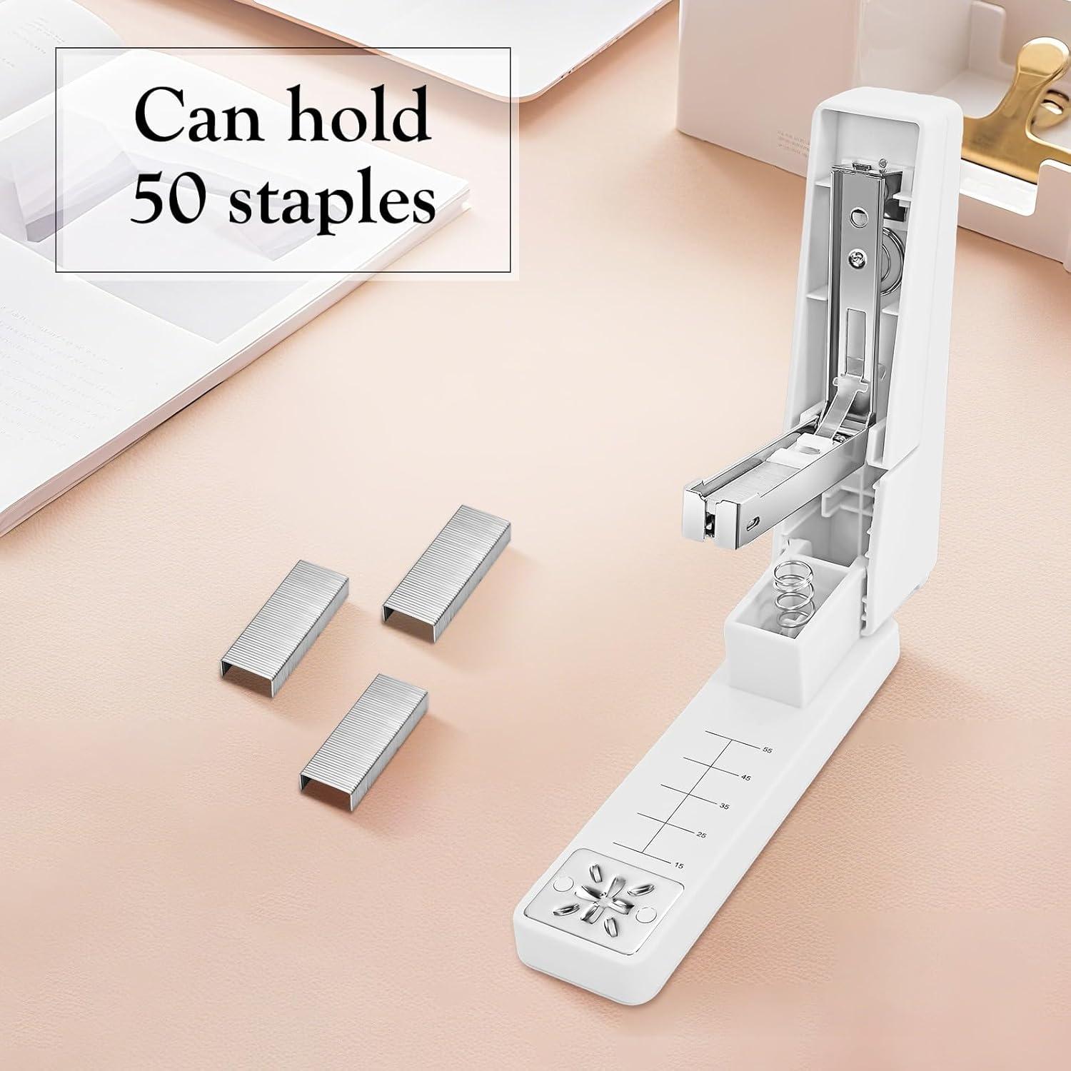 Grapadora de Brazo Giratorio Kimuxo Blanca 20 Hojas 360°