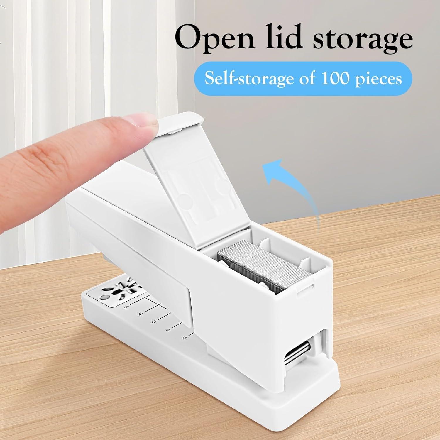 Grapadora de Brazo Giratorio Kimuxo Blanca 20 Hojas 360°