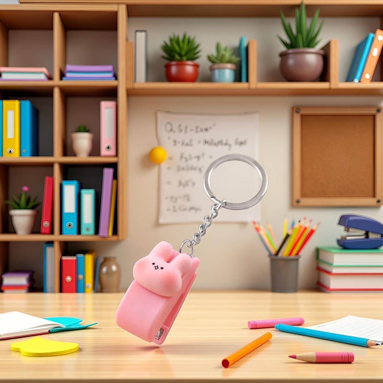 Mini Grapadora Portátil Rosa Essivox con Llavero 2.5cm